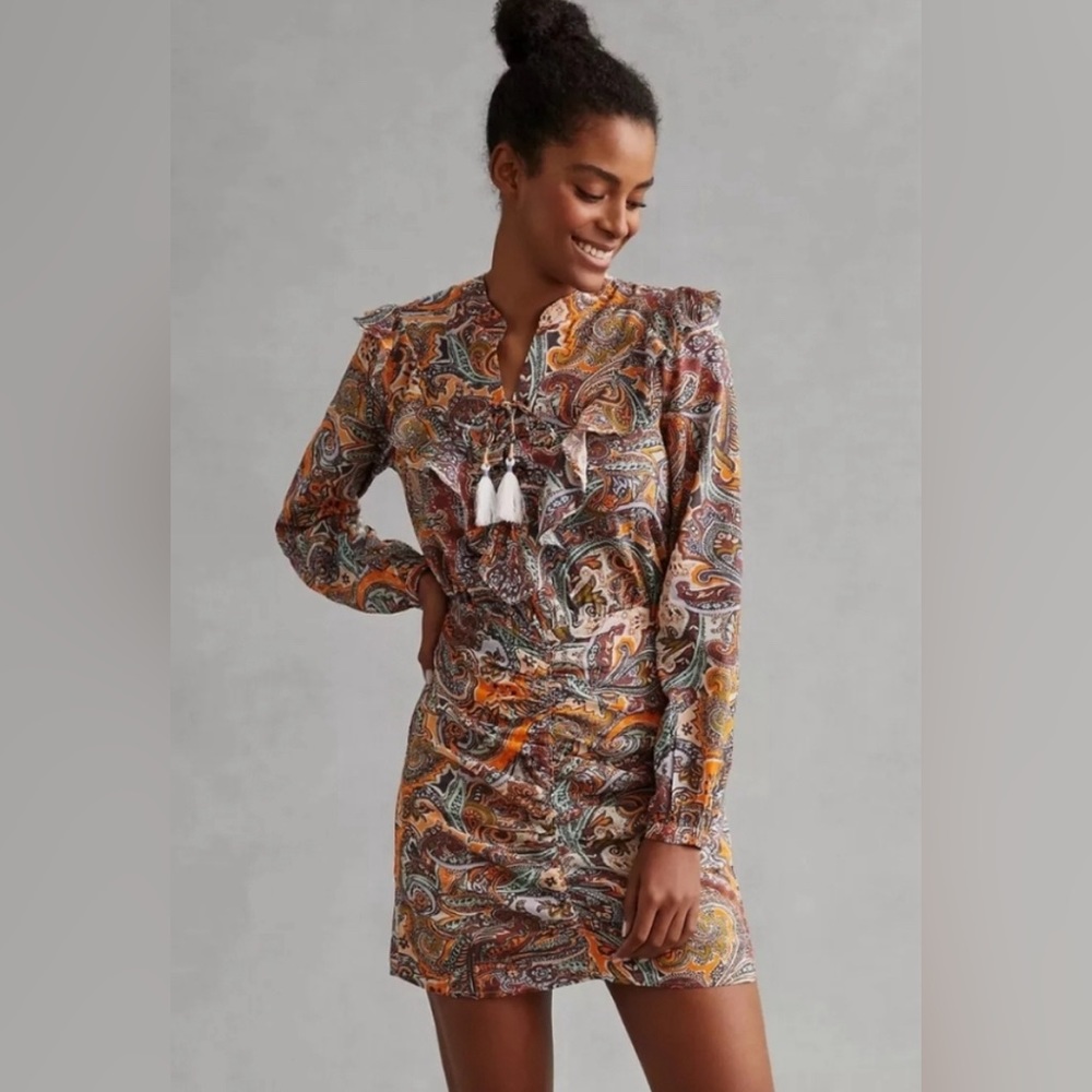 NWT Anthoropologie Lave Up Tassel
Tie Mini Dress Orange P2P 21